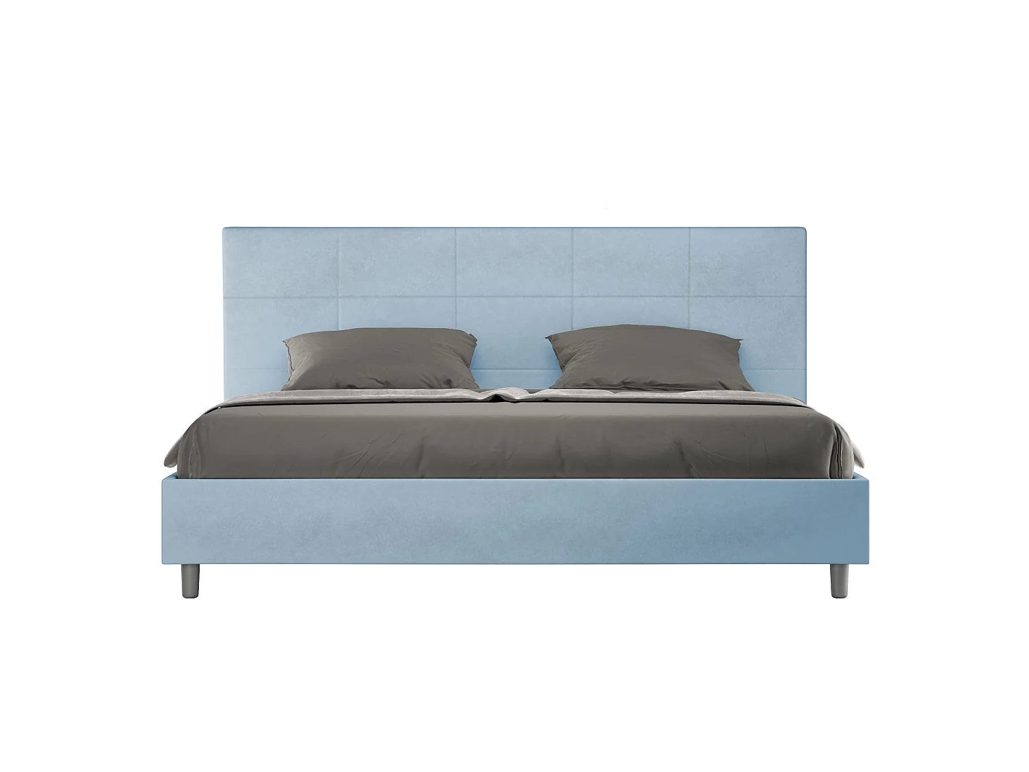 Lit king size avec sommier rembourré 180x190 microfibre bleu clair Mika