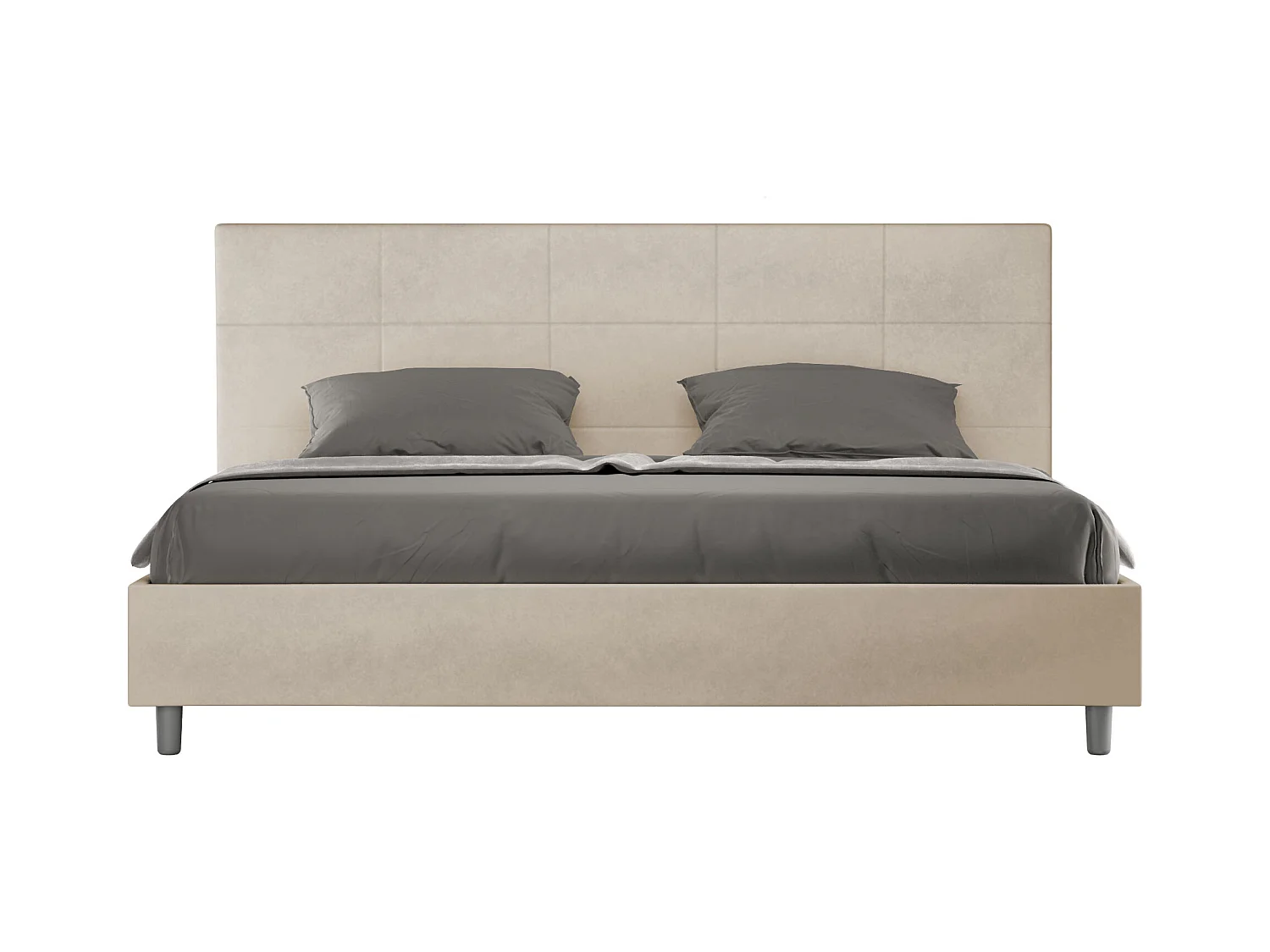 Lit king size sans sommier rembourré 180x190 microfibre sable Mika