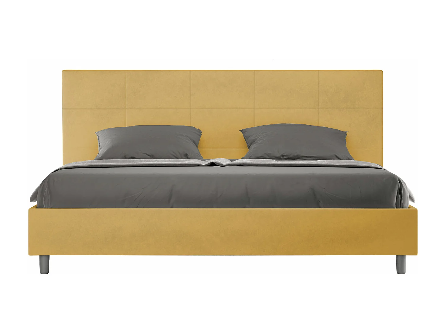 ityhome Letto matrimoniale king size con rete imbottito 180x200 microfibra ocra Mika