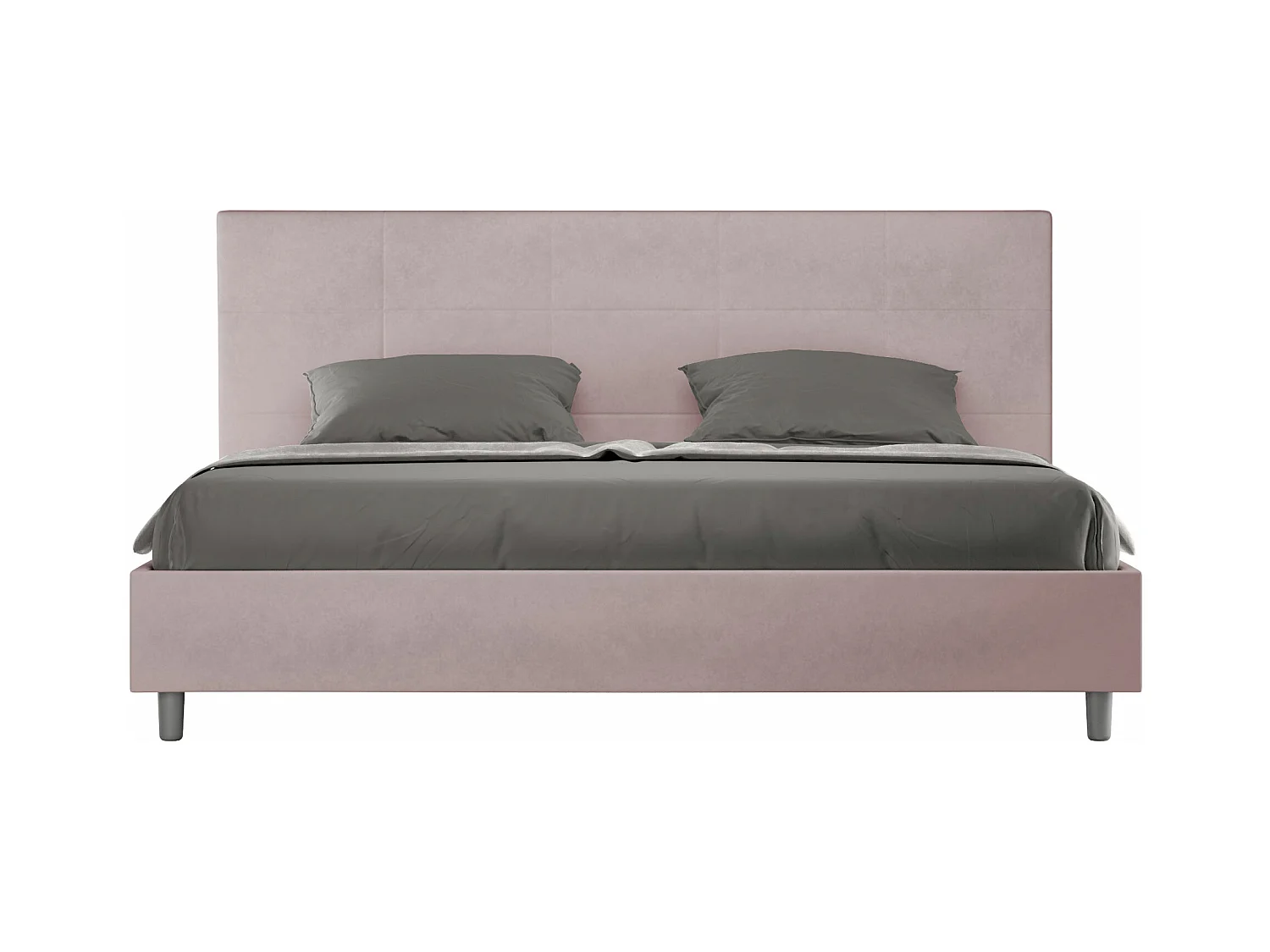 Lit king size avec sommier rembourré 200x200 microfibre lilas Mika
