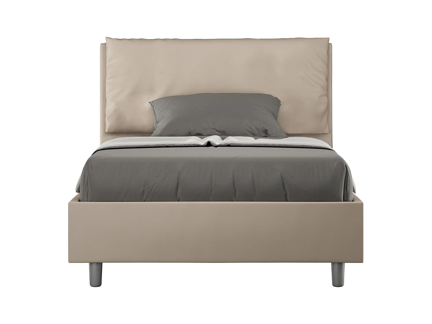 Lit 1 place et demi sans sommier rembourré 120x200 similicuir taupe Antea Large