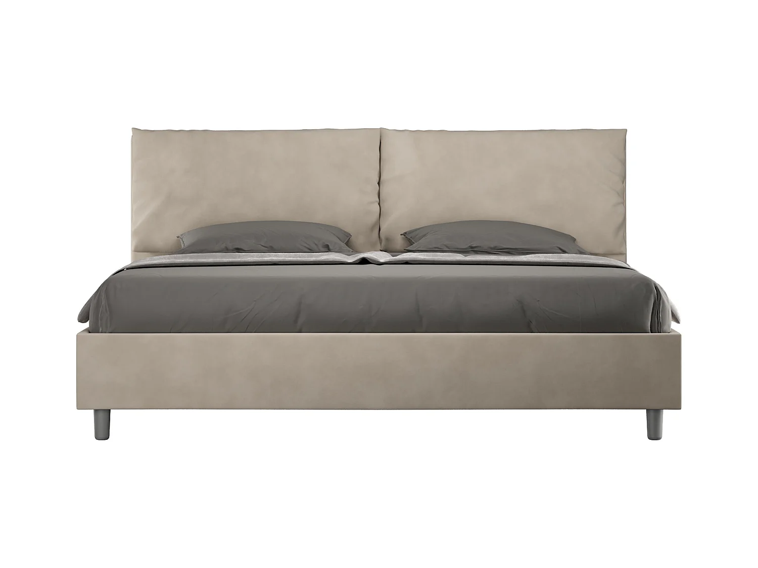 Lit king size avec sommier rembourré 200x200 microfibre sable Antea Large