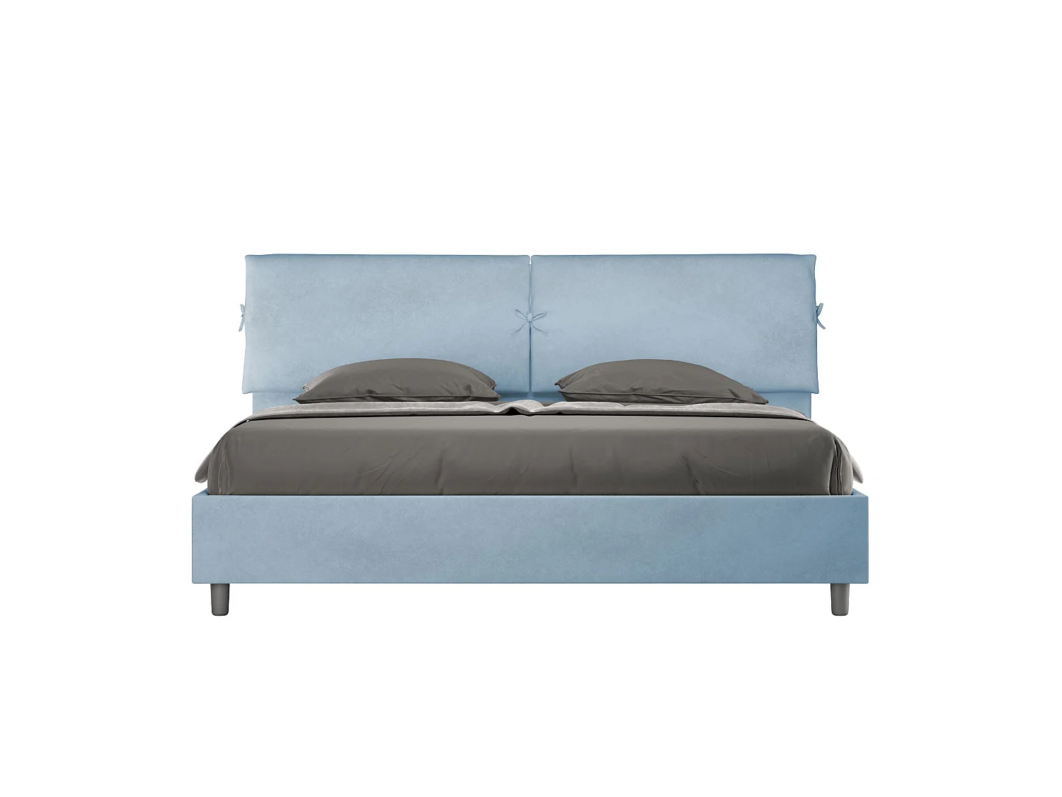 Cama matrimonial con somier acolchada 180x190 microfibra azul claro Mados