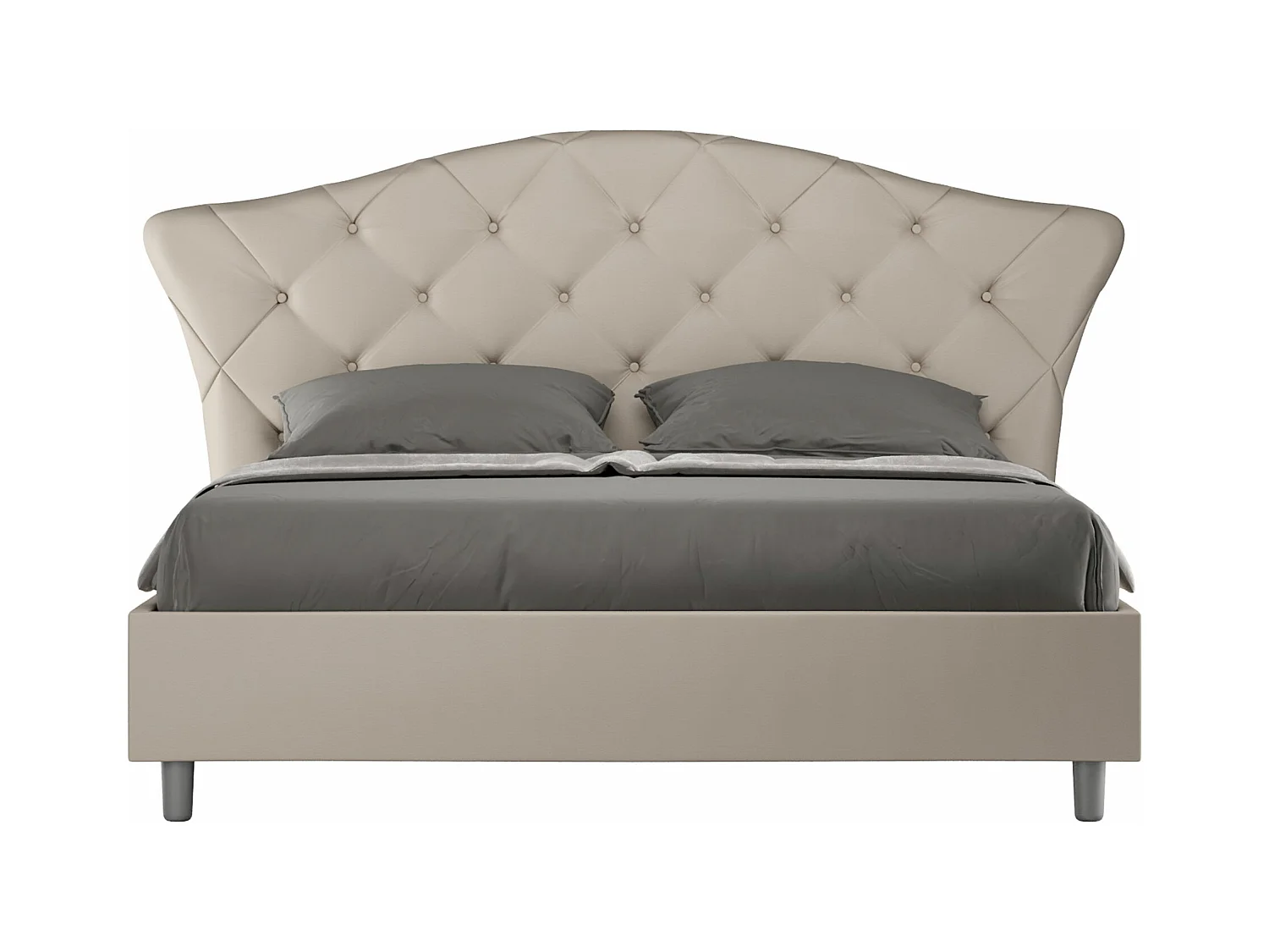 Lit coffre rembourré 160x200 similicuir taupe Langre
