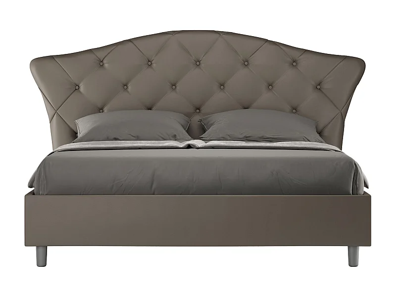 Lit sans sommier rembourré 160x210 similicuir cappuccino Langre