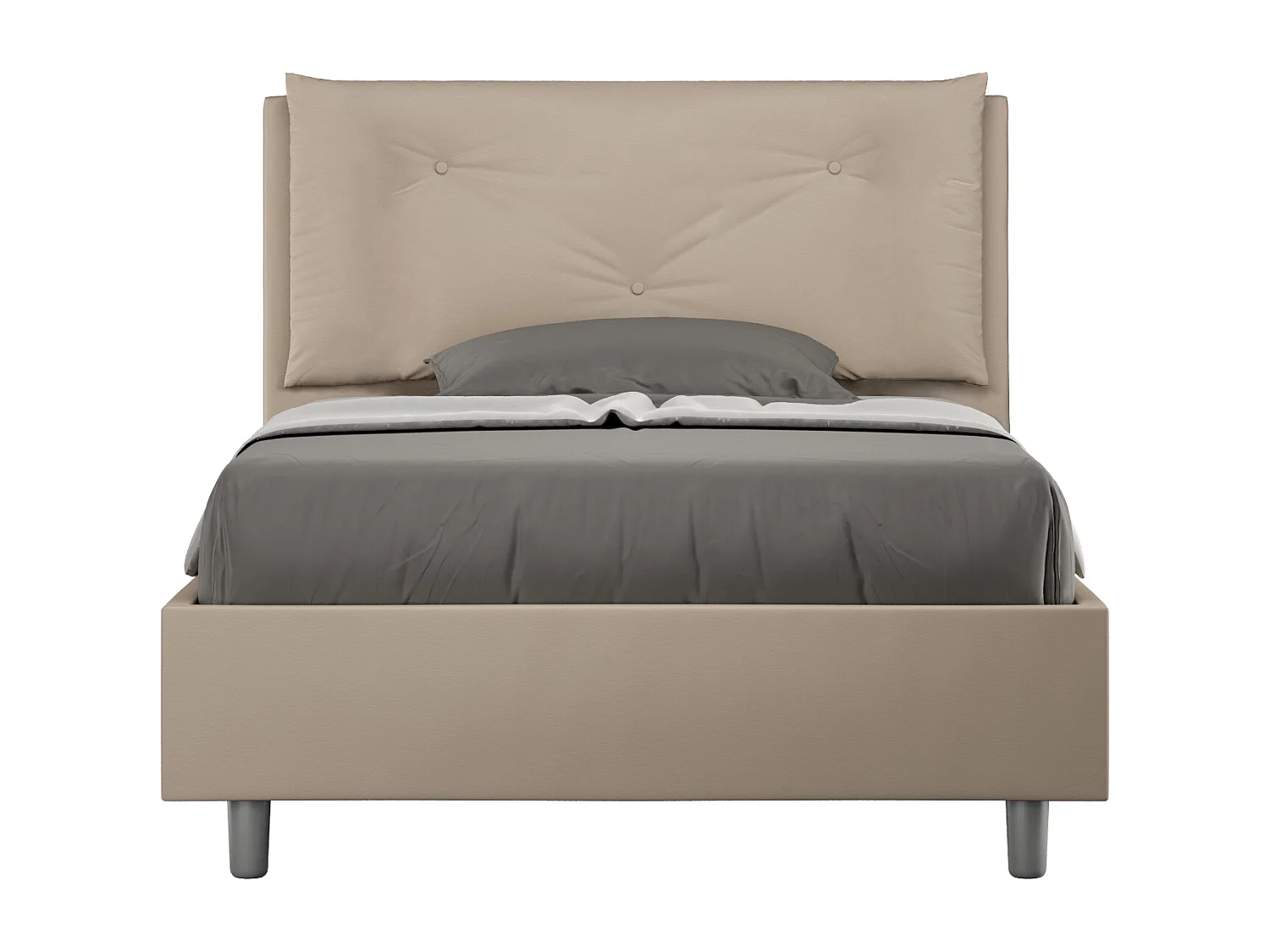Gestoffeerd bed 120x190 met lattenbodem kunstleer taupe Appia Large