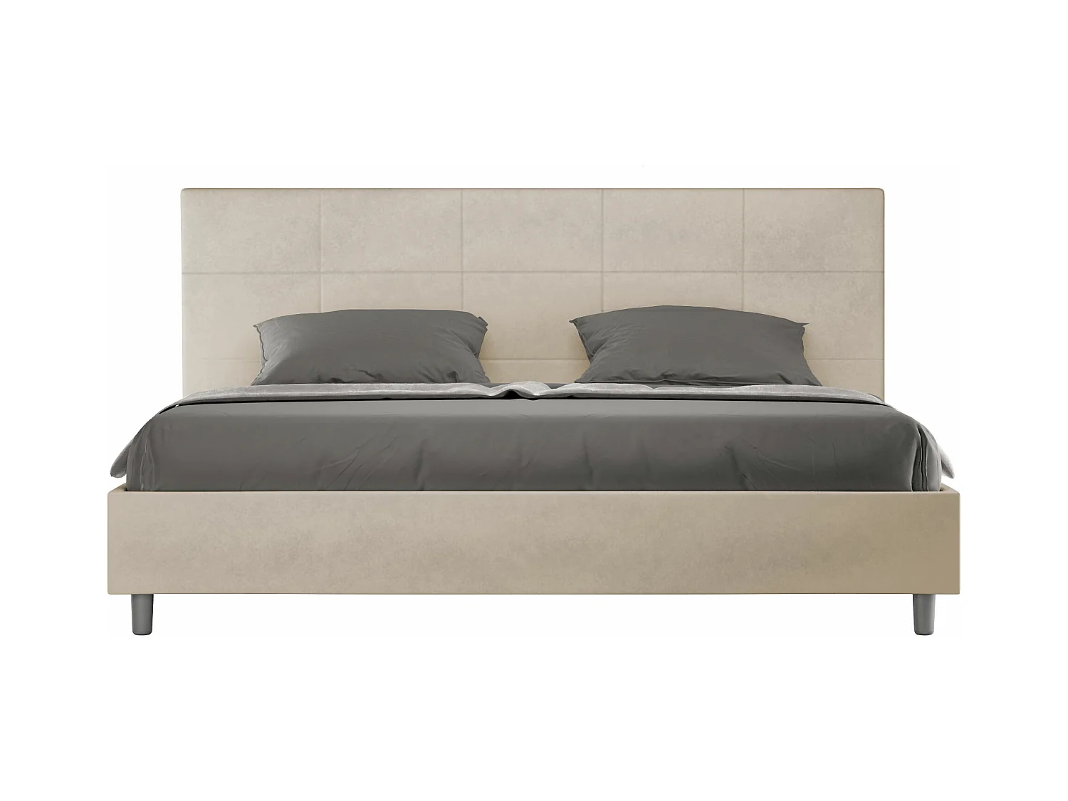 Lit king size avec sommier rembourré 180x200 microfibre sable Mika