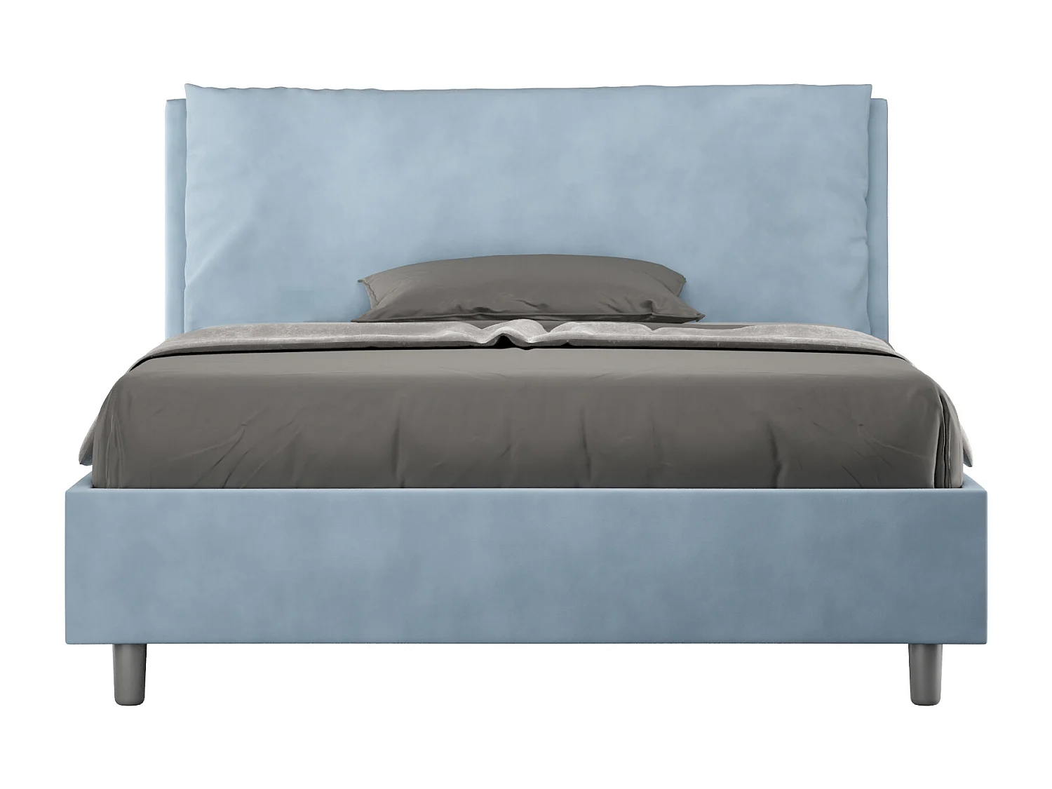 Letto matrimoniale francese senza rete imbottito 140x190 microfibra azzurro Antea Large