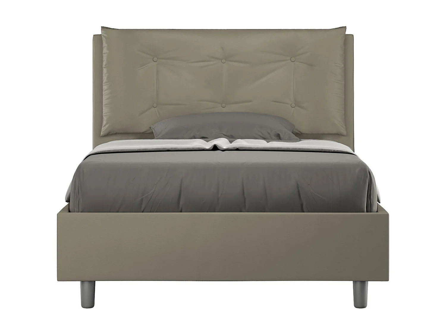 Gepolstertes Bett mit Lattenrost 120x200 mit Kunstlederbezug Cappuccino Annalisa Large