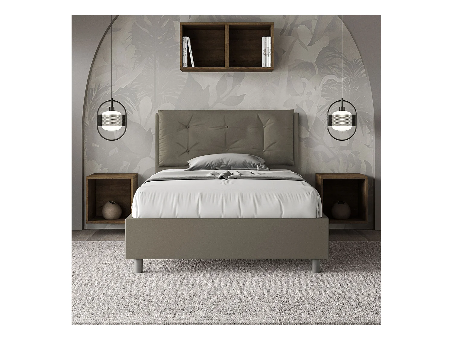 Gestoffeerd bed 120x200 met lattenbodem kunstleer cappuccino Annalisa Large