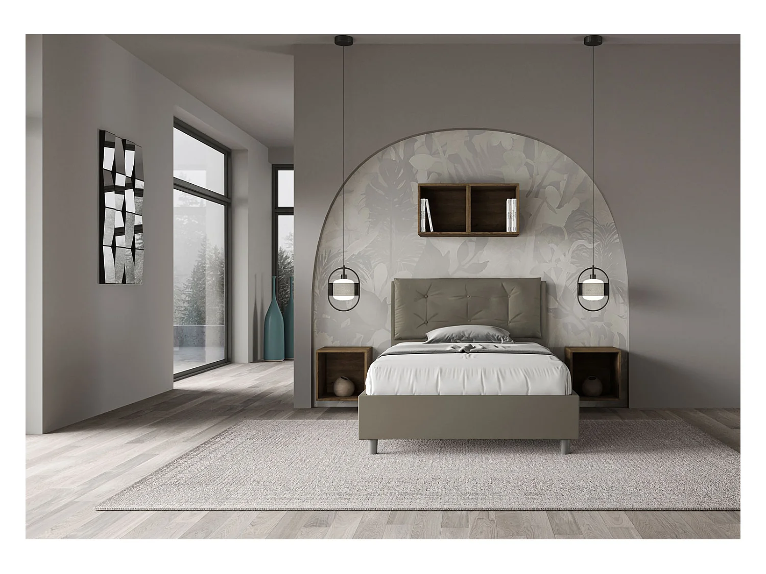 Gestoffeerd bed 120x200 met lattenbodem kunstleer cappuccino Annalisa Large