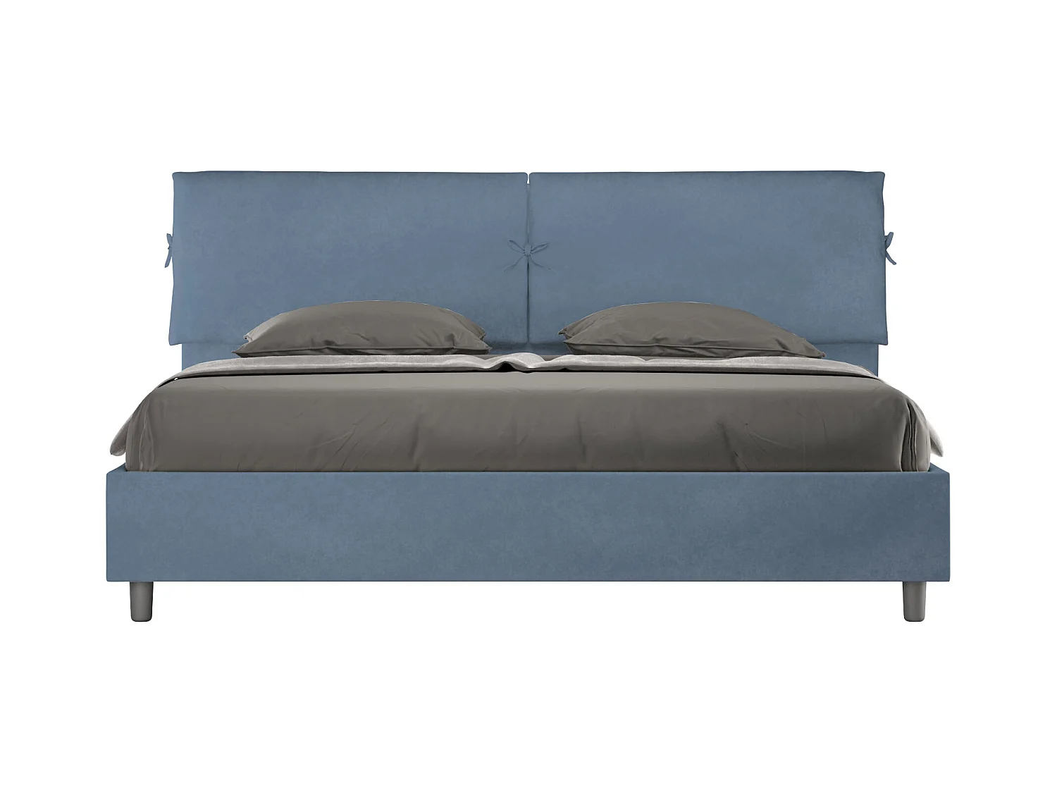Lit king size avec sommier rembourré 180x210 microfibre bleu Mados
