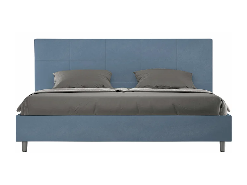 ityhome Letto matrimoniale king size con rete imbottito 200x200 microfibra blu Mika