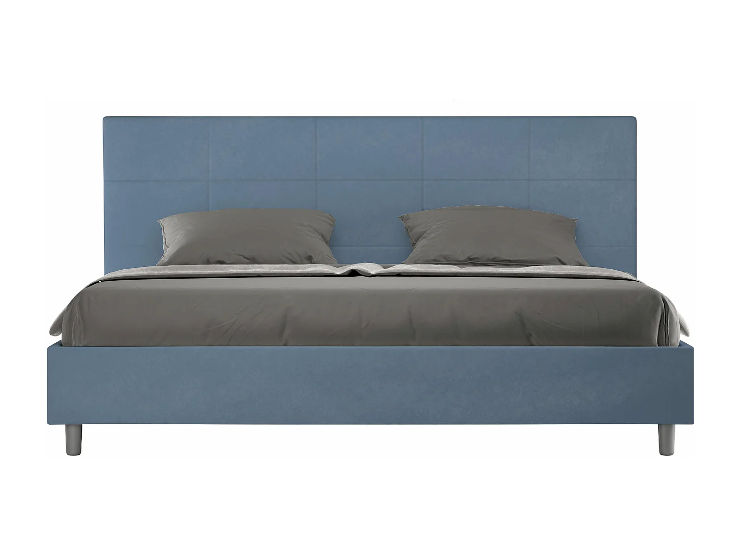 ityhome Letto matrimoniale king size con rete imbottito 200x200 microfibra blu Mika