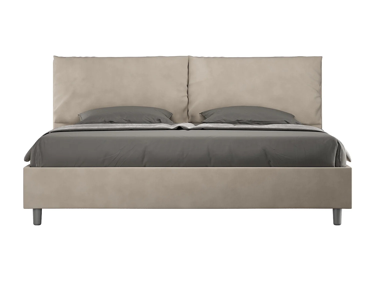 Cama de casal super king size sem estrado estofada 200x200 microfibra areia Antea Large