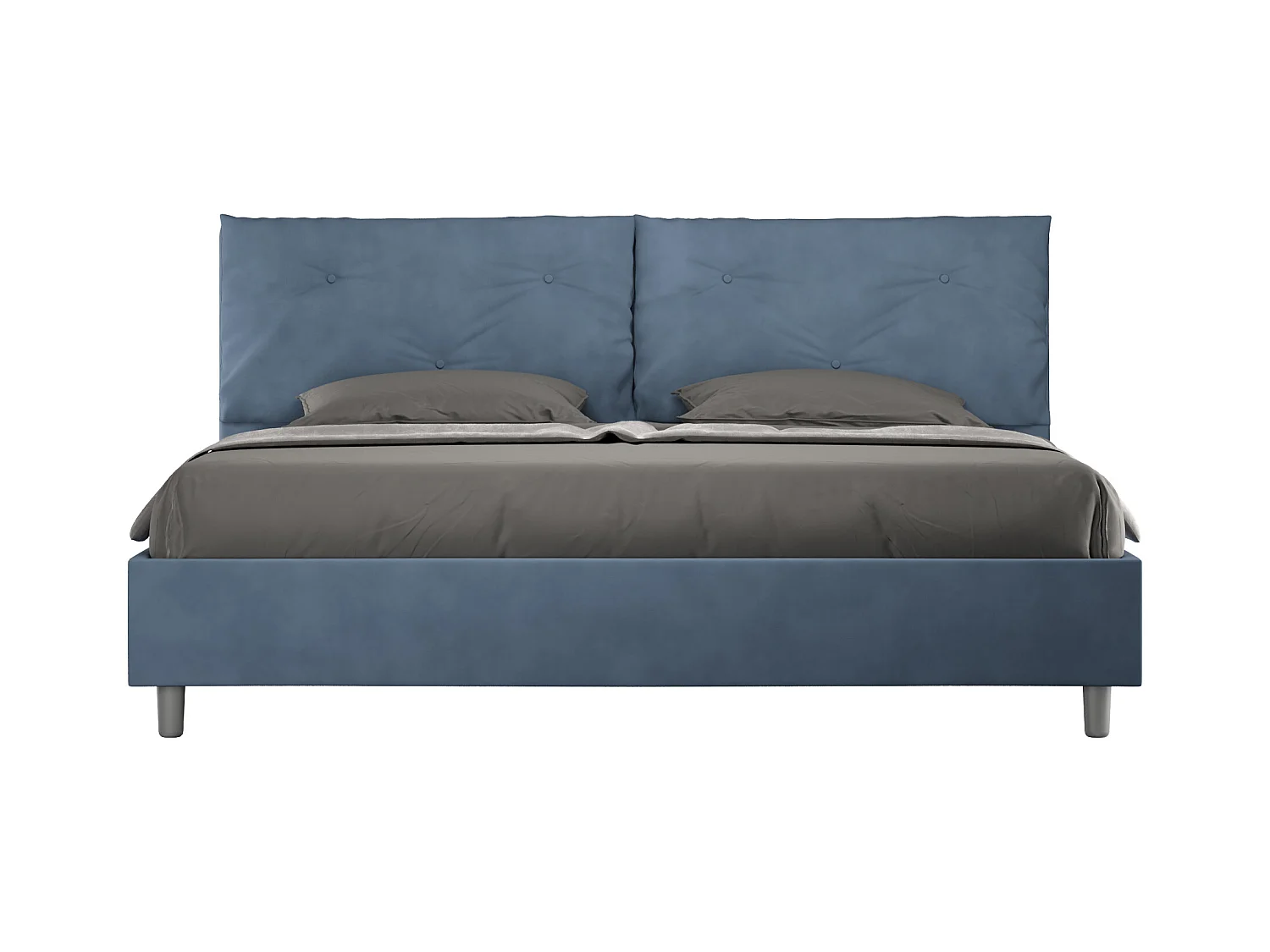 Lit king size avec sommier rembourré 200x200 microfibre bleu Appia Large