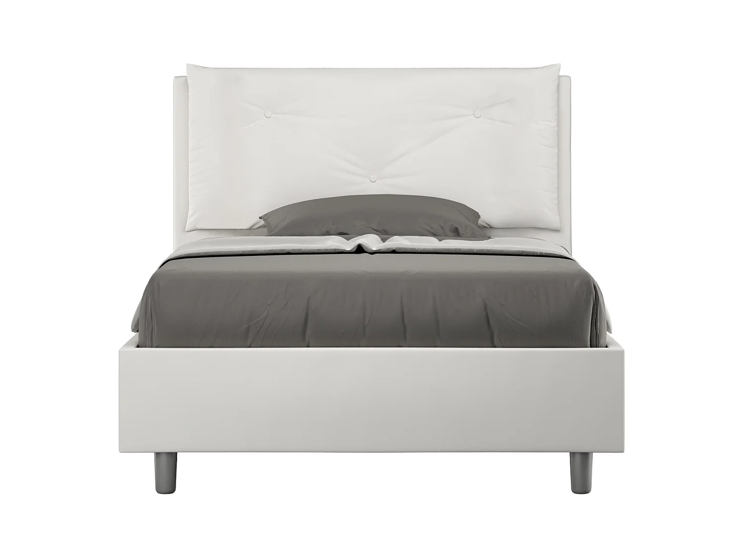 Gestoffeerd Bed 120x200 zonder lattenbodem kunstleer wit Appia Large