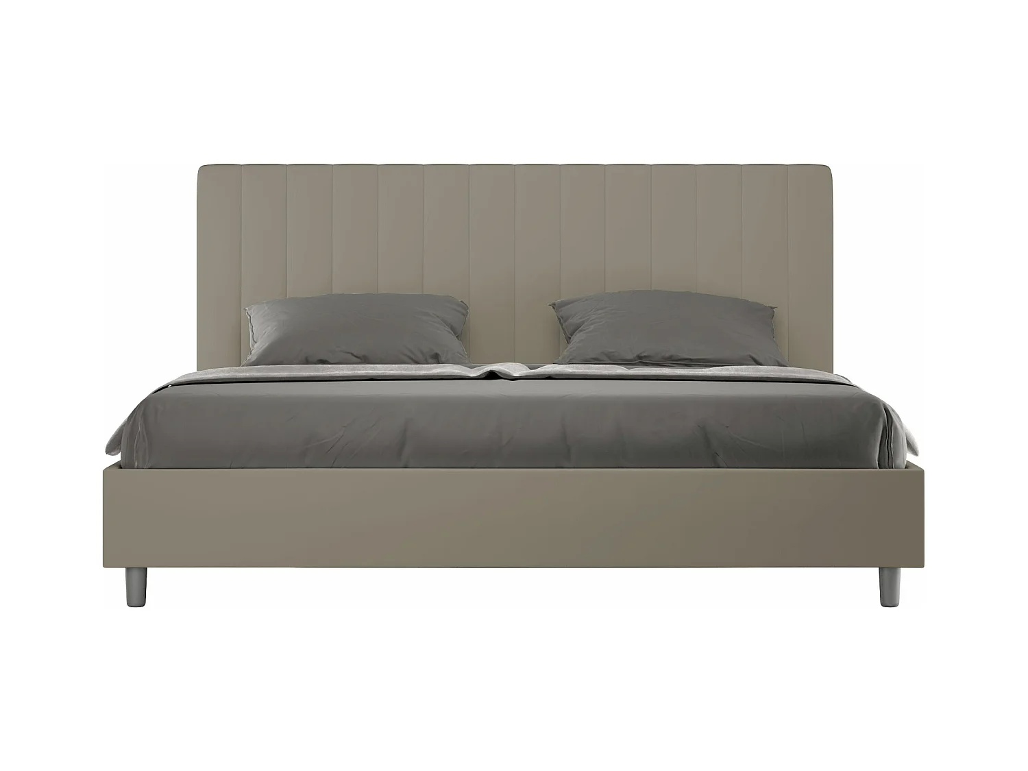 Lit king size avec sommier rembourré 180x200 similicuir cappuccino Agueda
