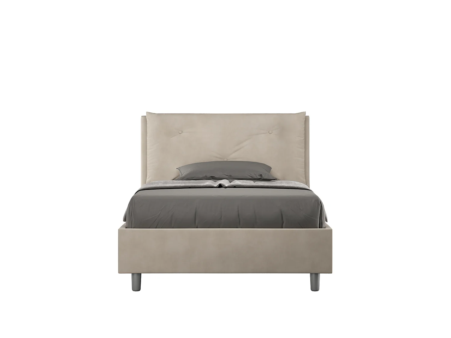 Lit 1 place et demi avec sommier rembourré 120x210 microfibre sable Appia Large