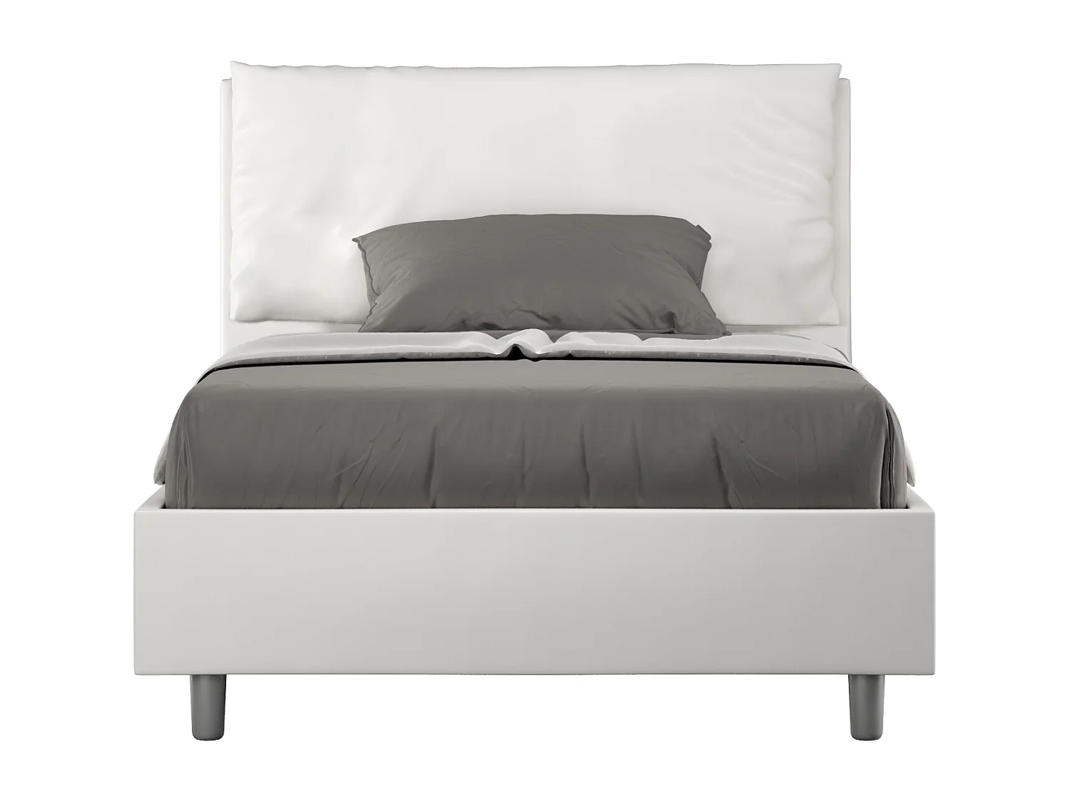 Gepolstertes Bett ohne Lattenrost 120x200 mit Kunstlederbezug Weiß Antea Large