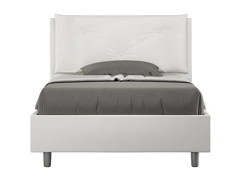 Gepolstertes Bett mit Lattenrost 120x210 mit Kunstlederbezug Weiß Appia Large