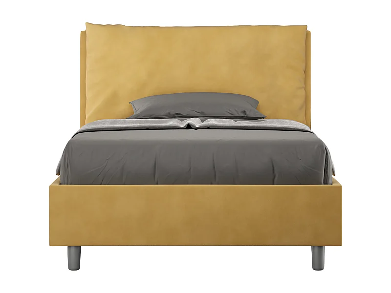 Lit 1 place et demi sans sommier rembourré 120x200 microfibre ocre Antea Large