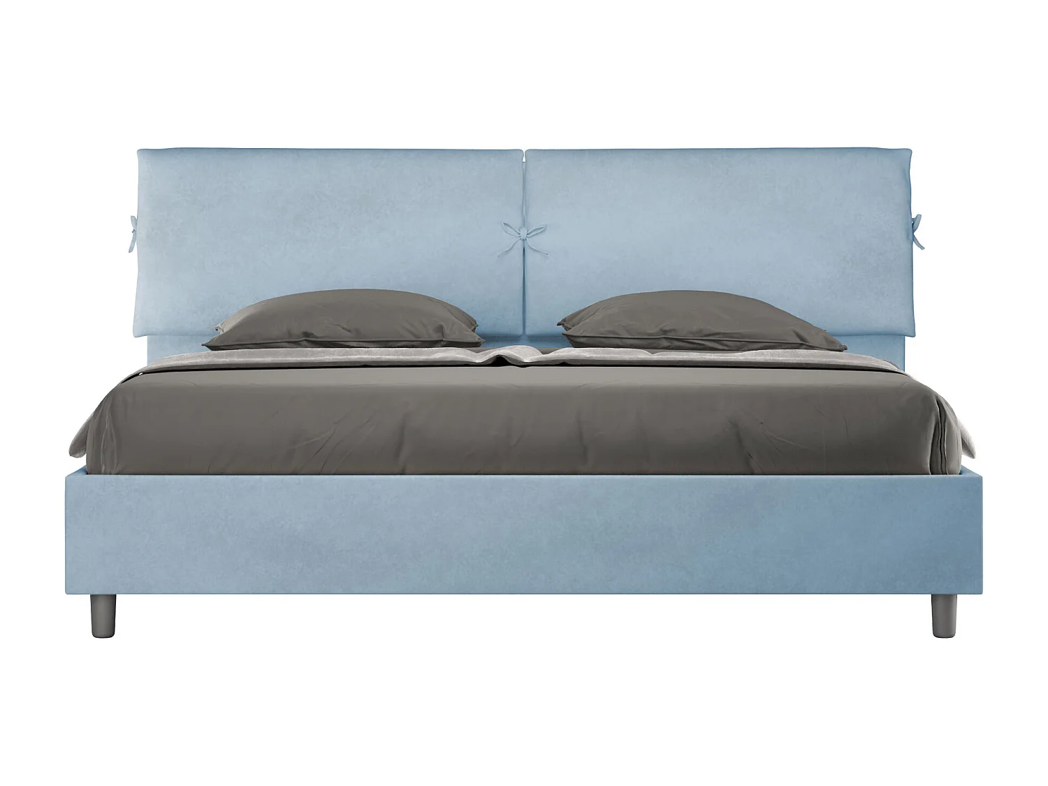 ityhome Letto matrimoniale king size con rete imbottito 200x200 microfibra azzurro Mados