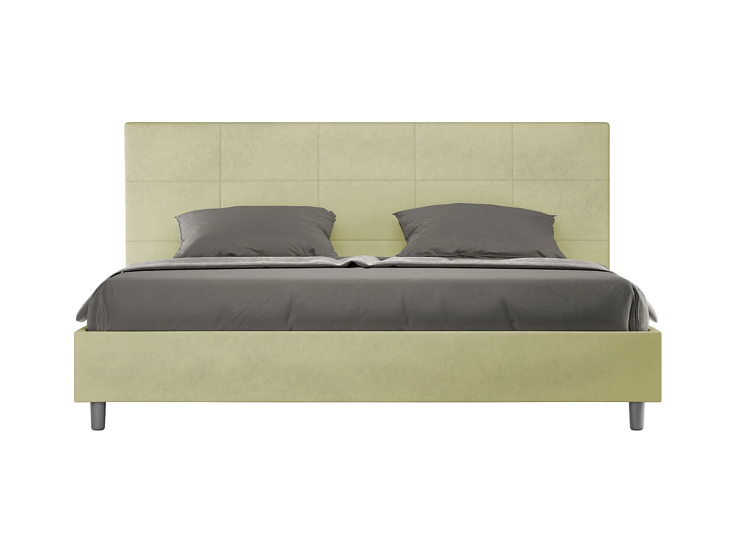 Lit king size avec sommier rembourré 180x210 microfibre vert Mika