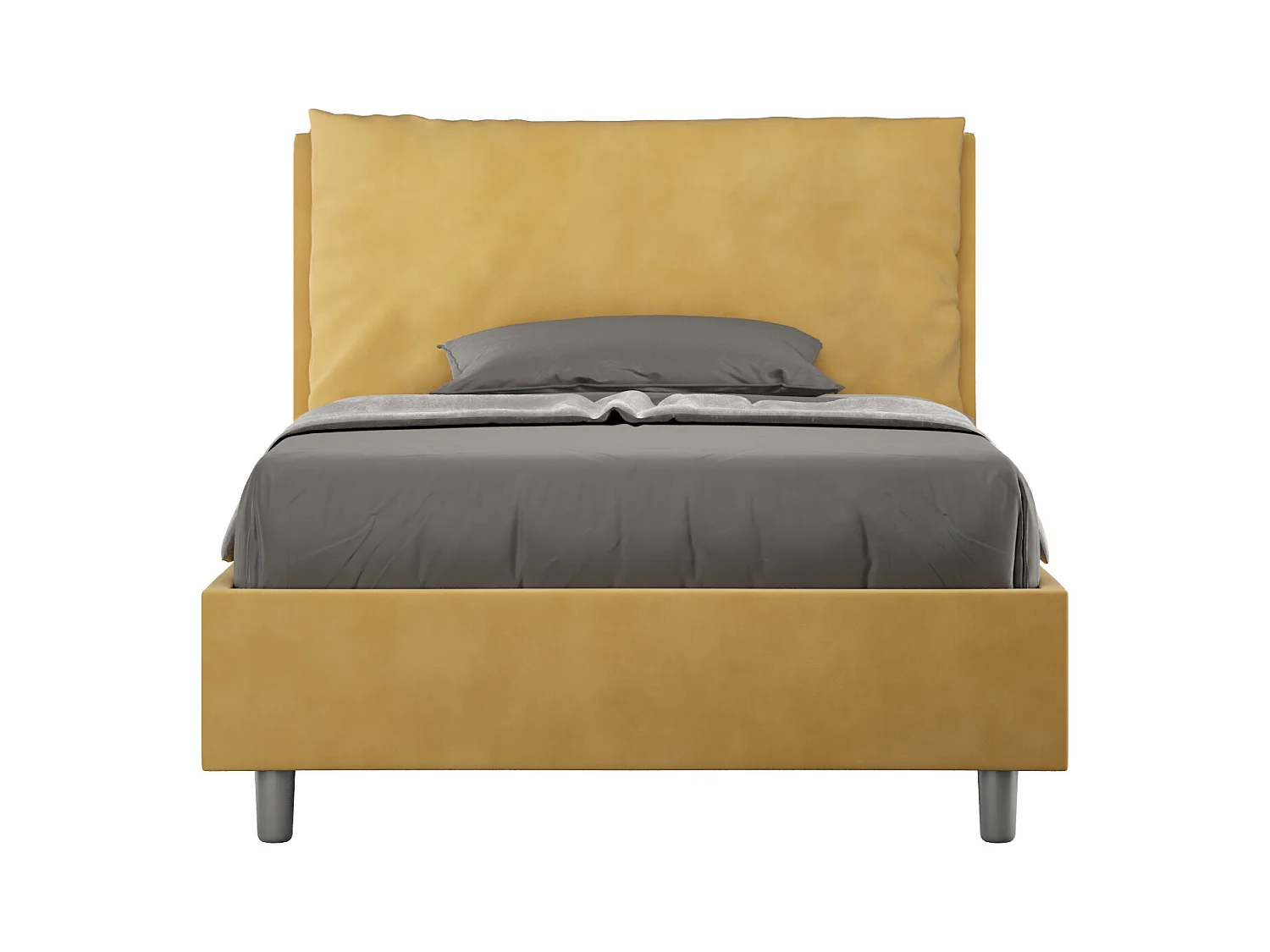 Lit 1 place et demi sans sommier rembourré 120x190 microfibre ocre Antea Large
