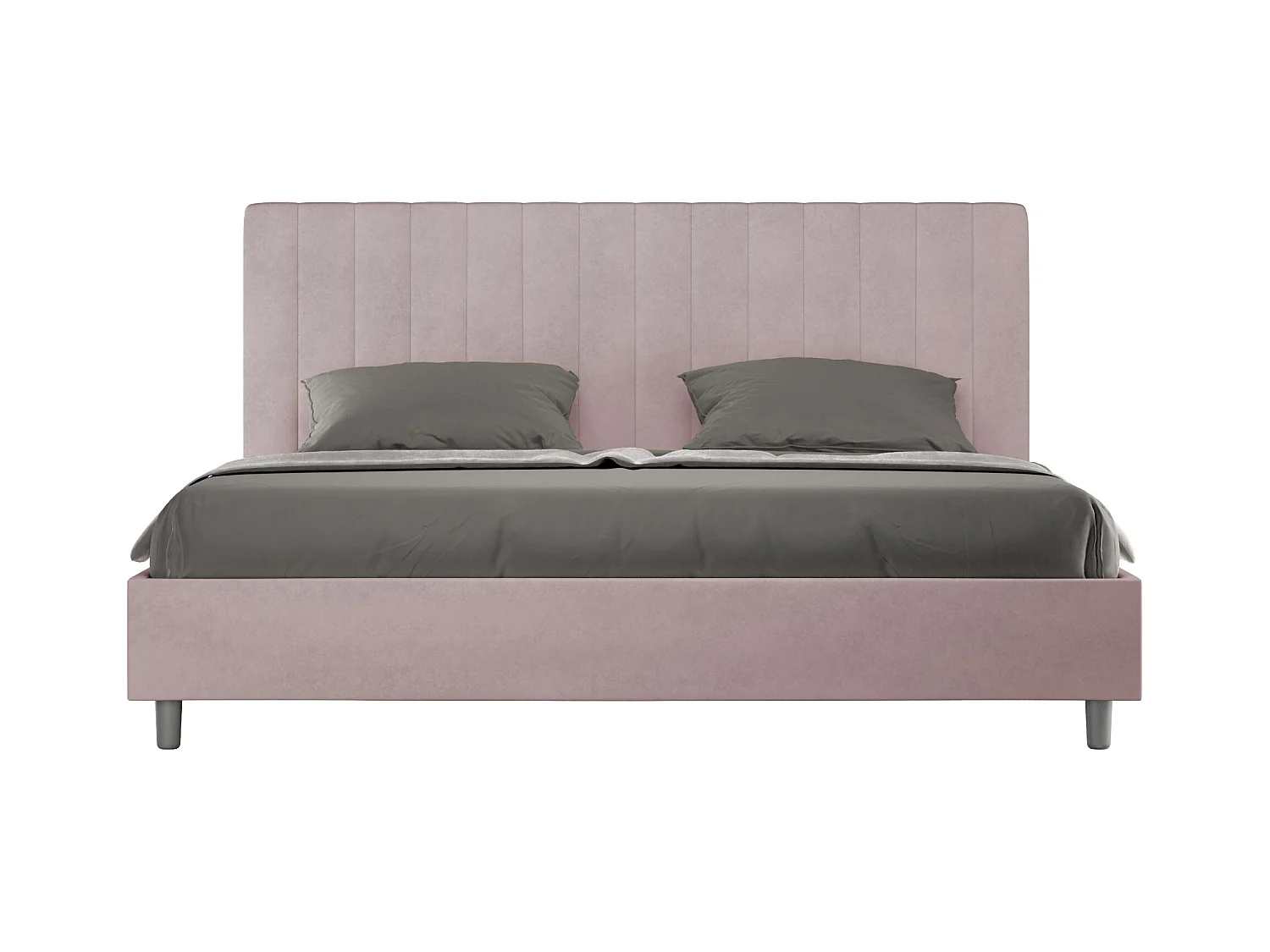 Lit king size sans sommier rembourré 180x210 microfibre lilas Agueda