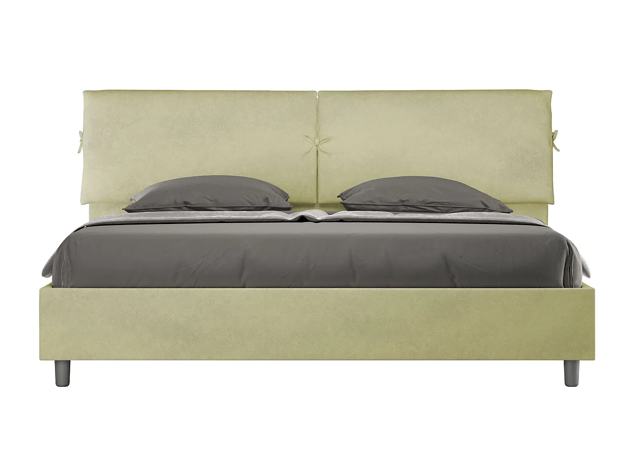 Lit king size sans sommier rembourré 180x210 microfibre vert Mados