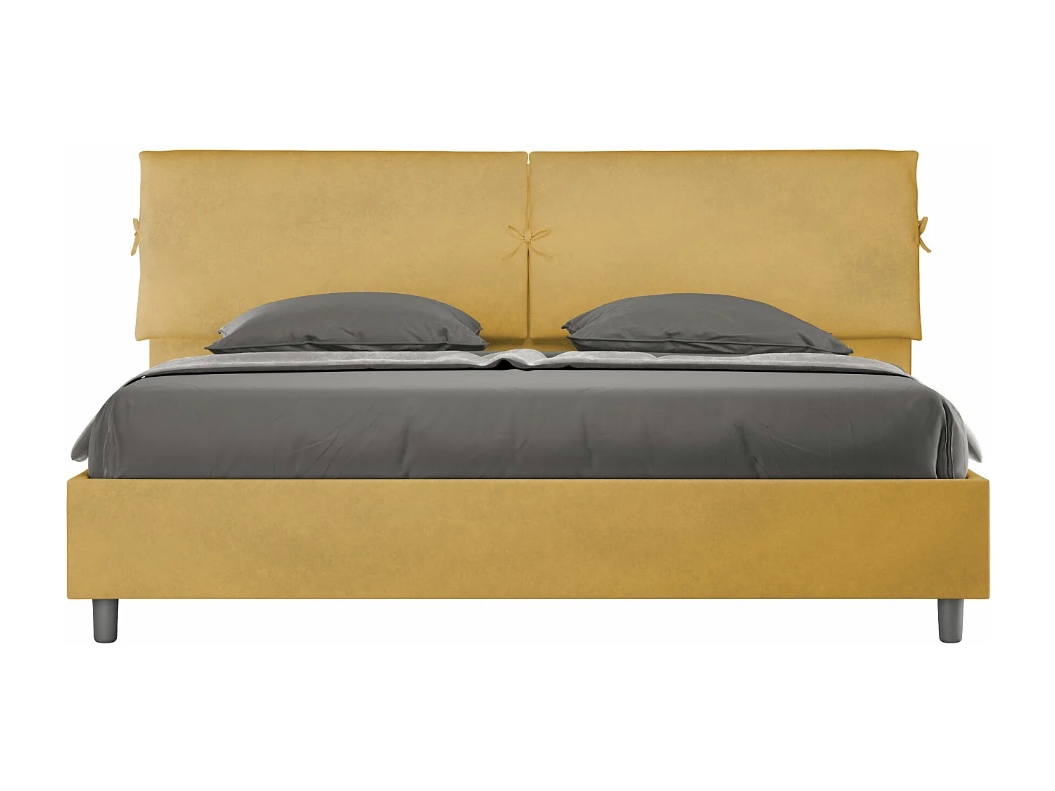 Lit king size avec sommier rembourré 180x200 microfibre ocre Mados