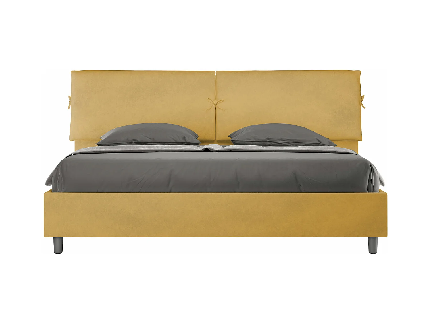 Lit king size avec sommier rembourré 180x200 microfibre ocre Mados