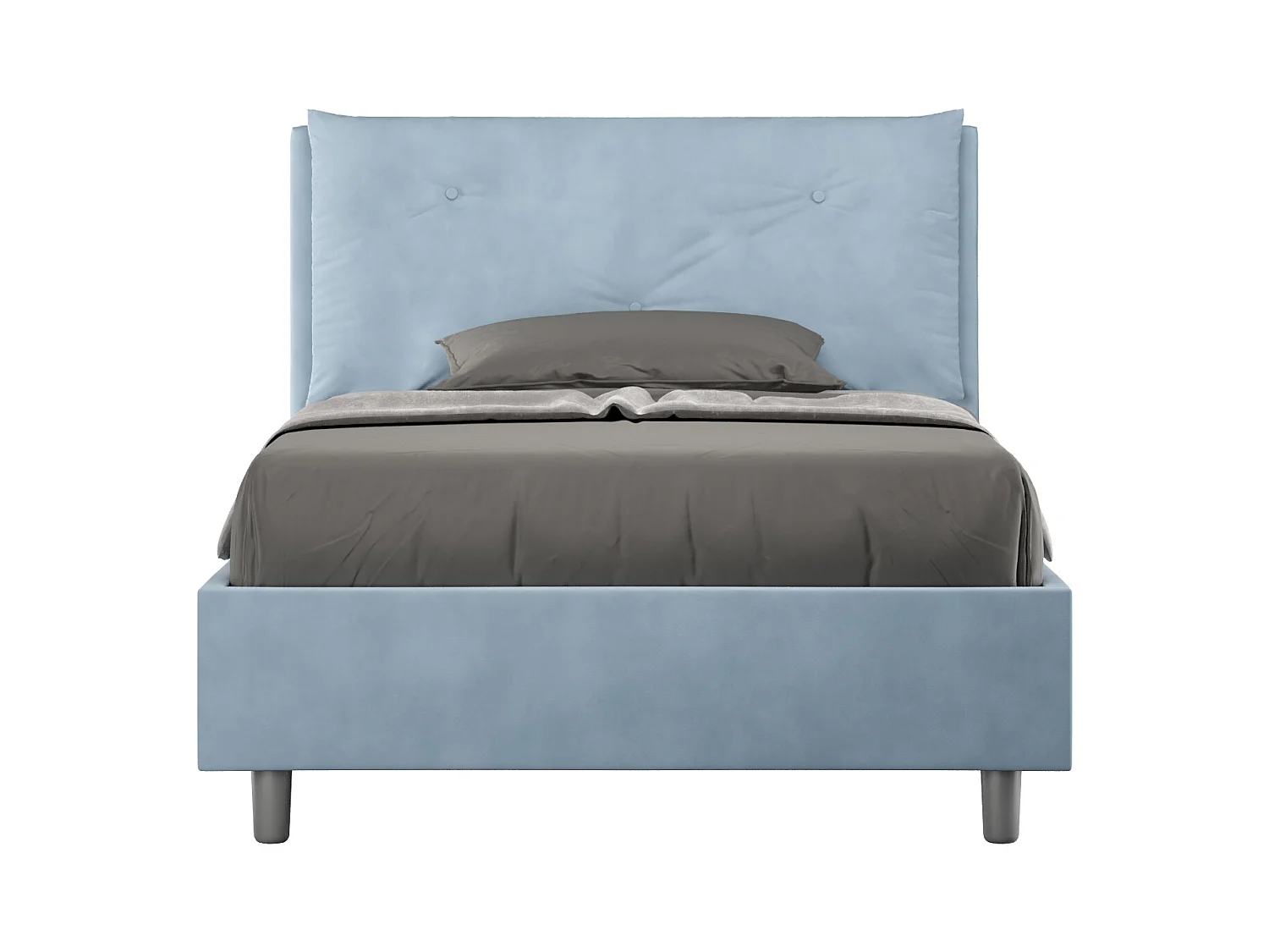 Lit 1 place et demi avec sommier rembourré 120x190 microfibre bleu clair Appia Large