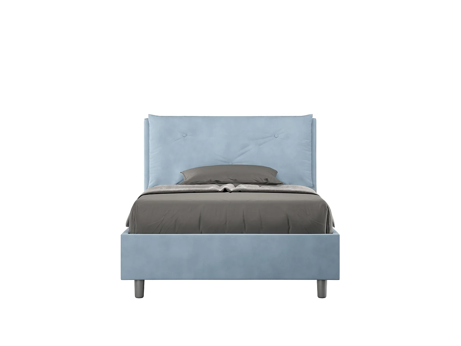 Cama de una plaza y medio con somier acolchada 120x190 microfibra azul claro Appia Large