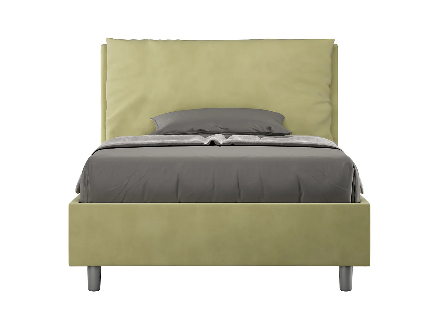 Lit 1 place et demi sans sommier rembourré 120x190 microfibre vert Antea Large