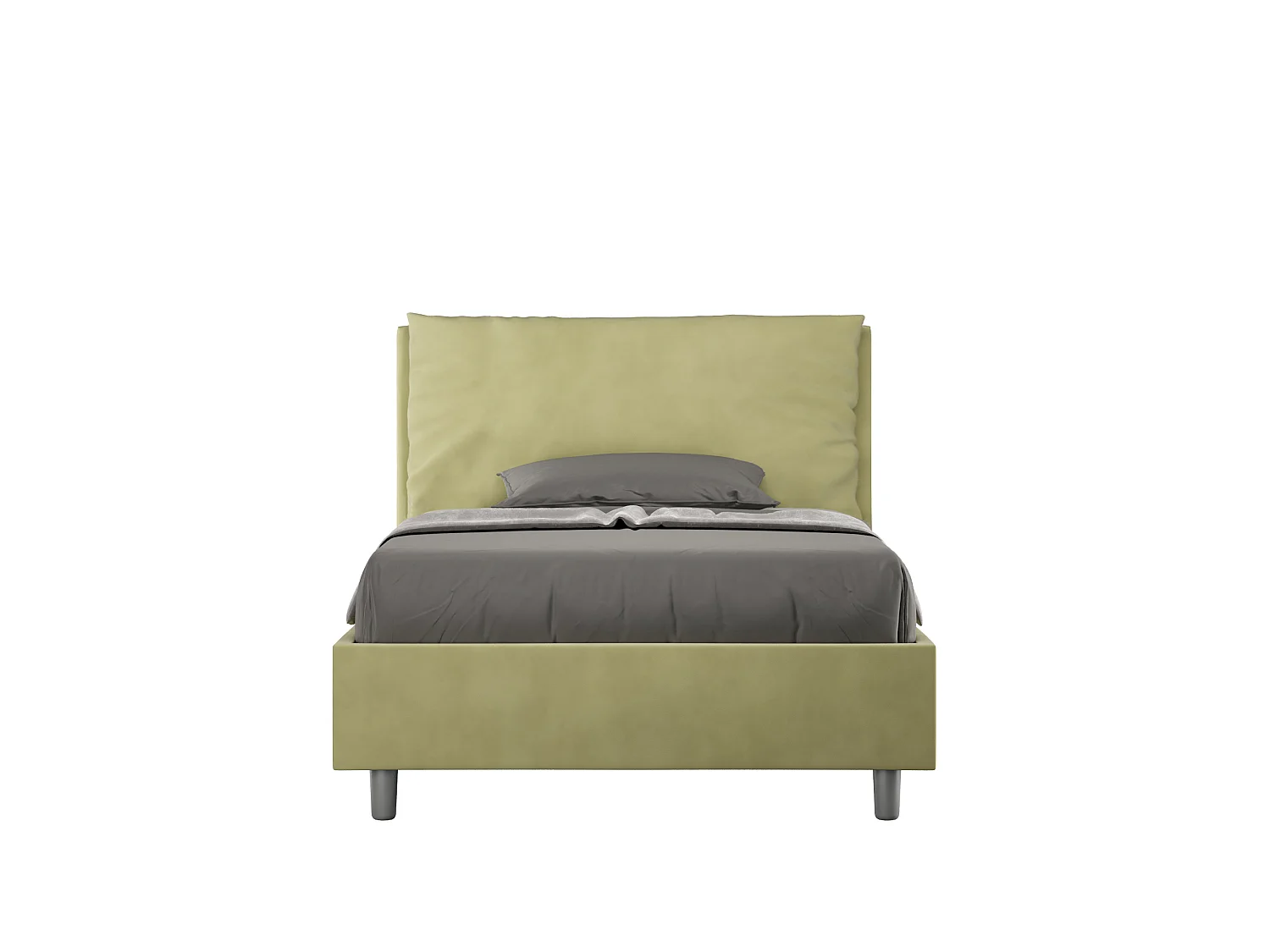 Lit 1 place et demi sans sommier rembourré 120x190 microfibre vert Antea Large