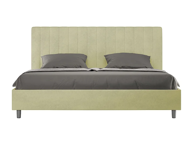 Lit king size avec sommier rembourré 180x200 microfibre vert Agueda