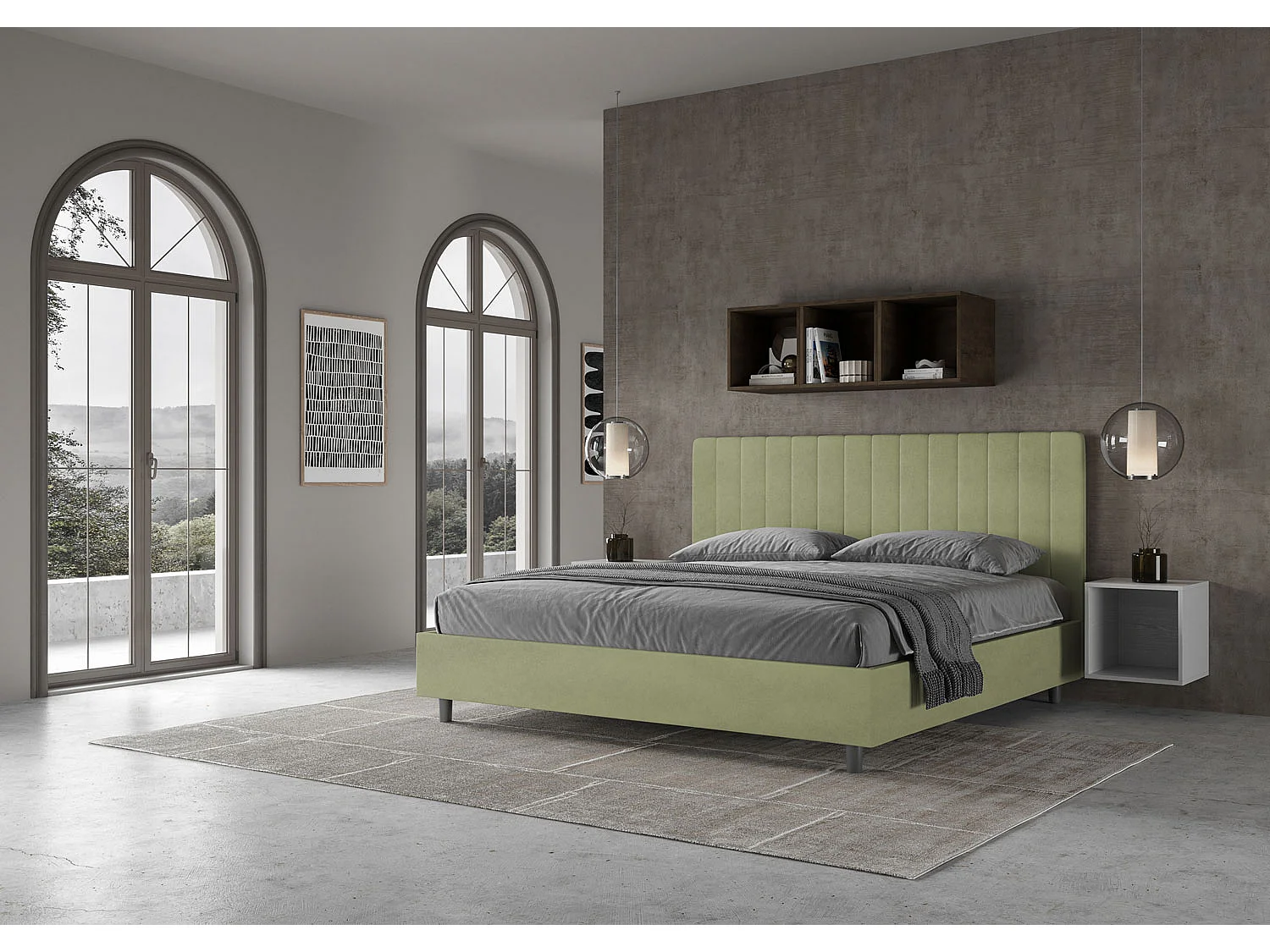 Gestoffeerd bed 180x200 met lattenbodem microvezel groen Agueda