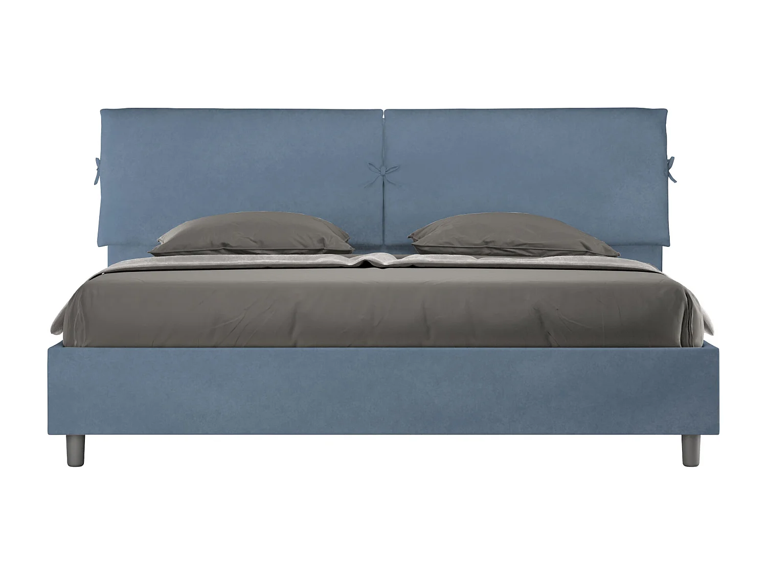 Gepolstertes Bett mit Lattenrost 180x190 mit Mikrofaserbezug Blau Mados