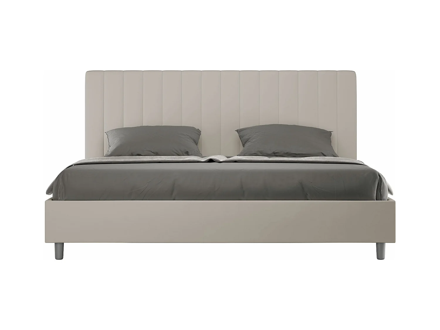 Lit king size avec sommier rembourré 180x200 similicuir taupe Agueda