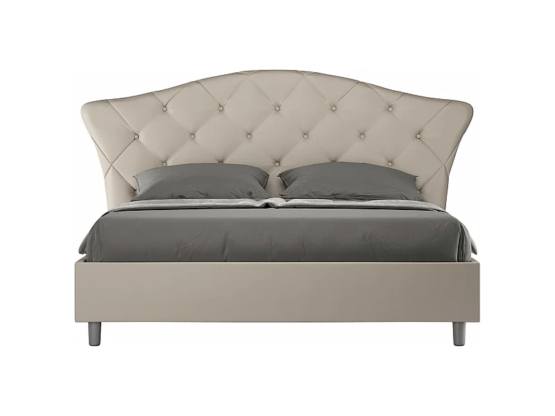 Lit avec sommier rembourré 160x200 similicuir taupe Langre