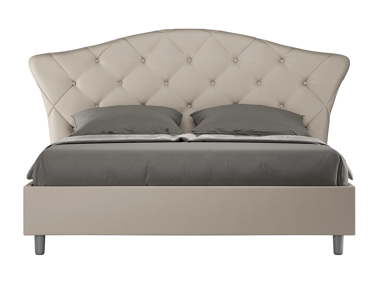 Gestoffeerd bed 160x200 met lattenbodem kunstleer taupe Langre
