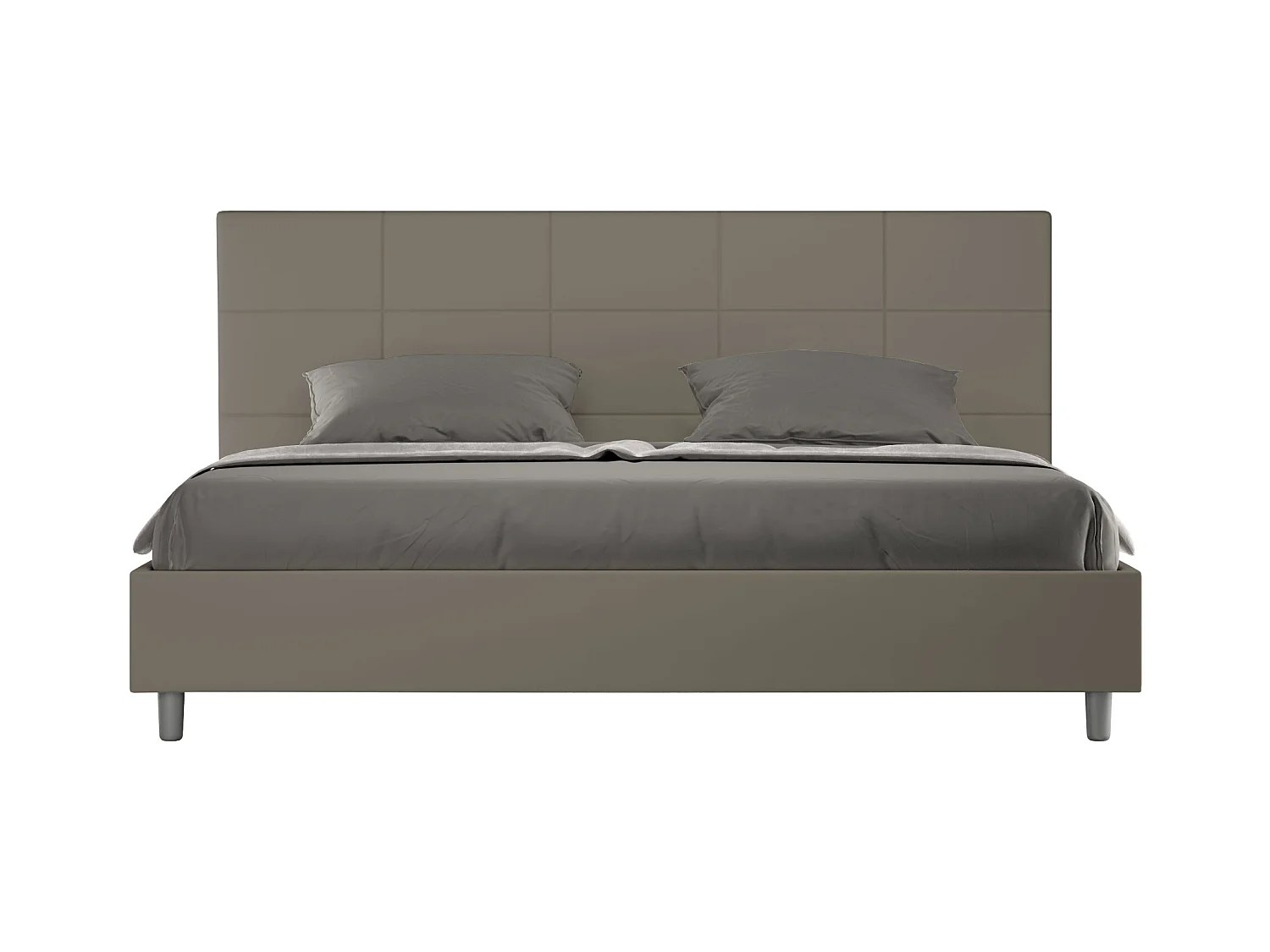 Lit king size avec sommier rembourré 180x210 similicuir cappuccino Mika