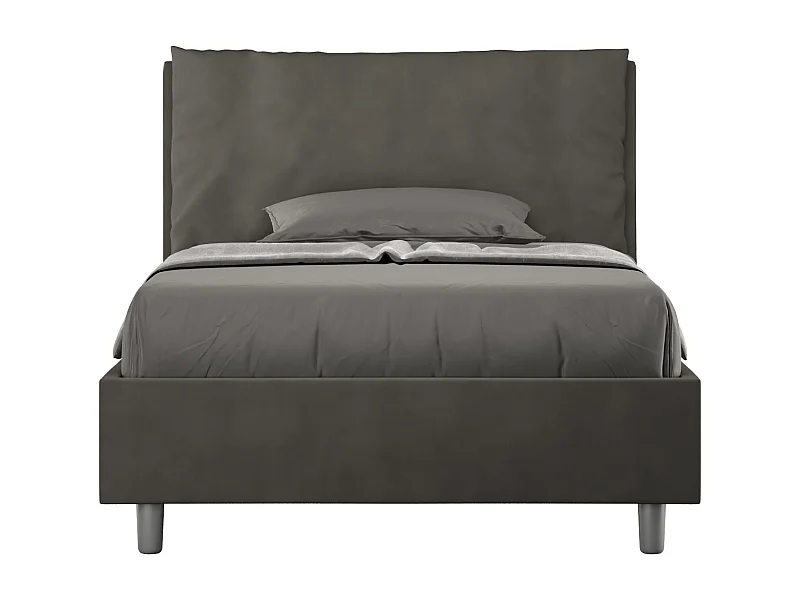 Letto una piazza e mezza con rete imbottito 120x190 microfibra grigio Antea Large