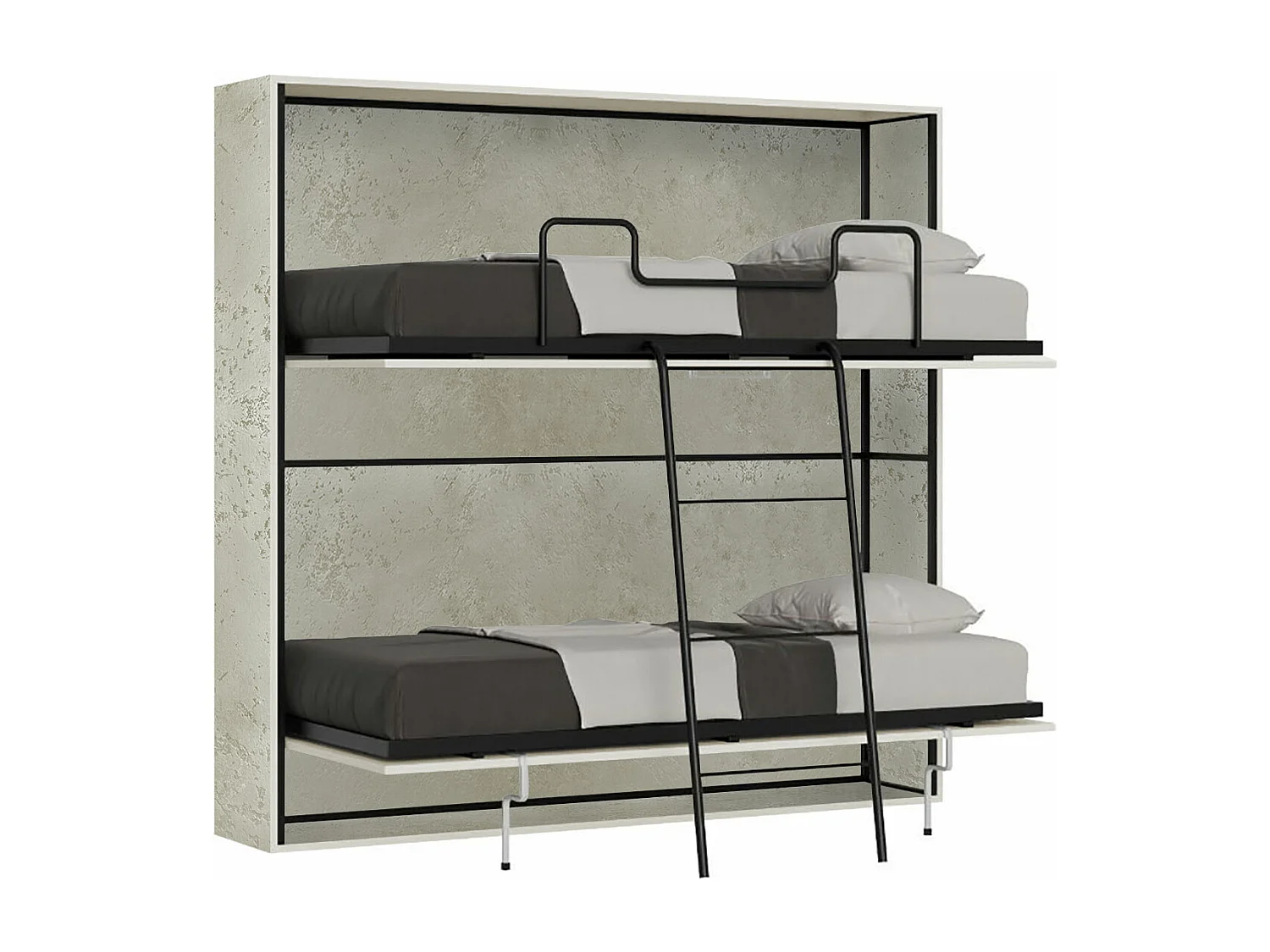 Armoire lit escamotable horizontal superposé 2 couchages 85 Kando Cachemire