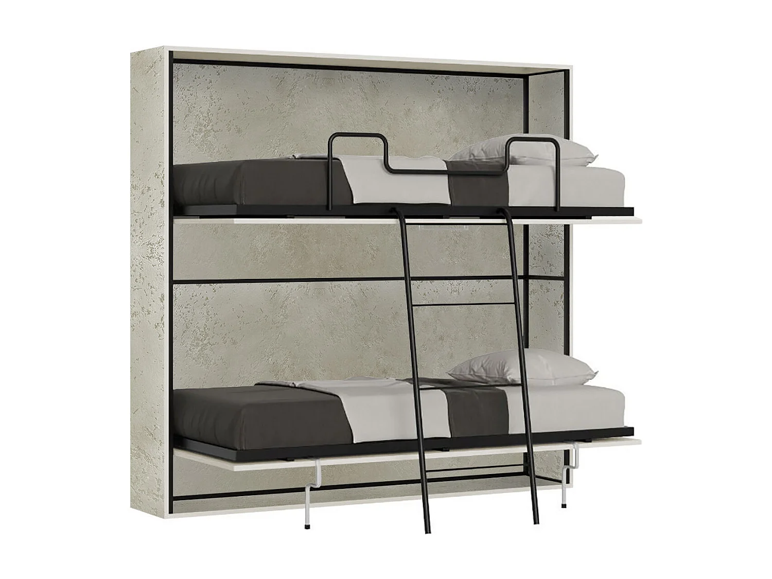 Armoire lit escamotable horizontal superposé 2 couchages 85 Kando Cachemire