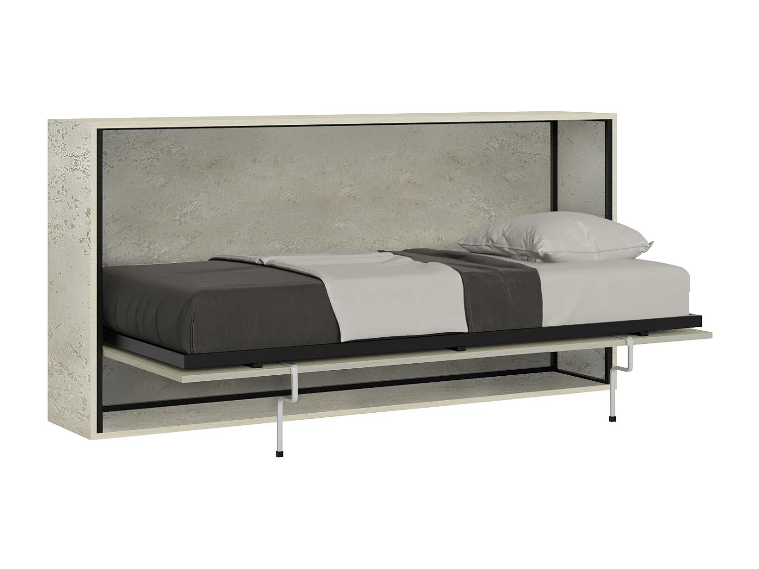 Schrankbett Kando Eizelbett horizontal mit Matratze Kashmir