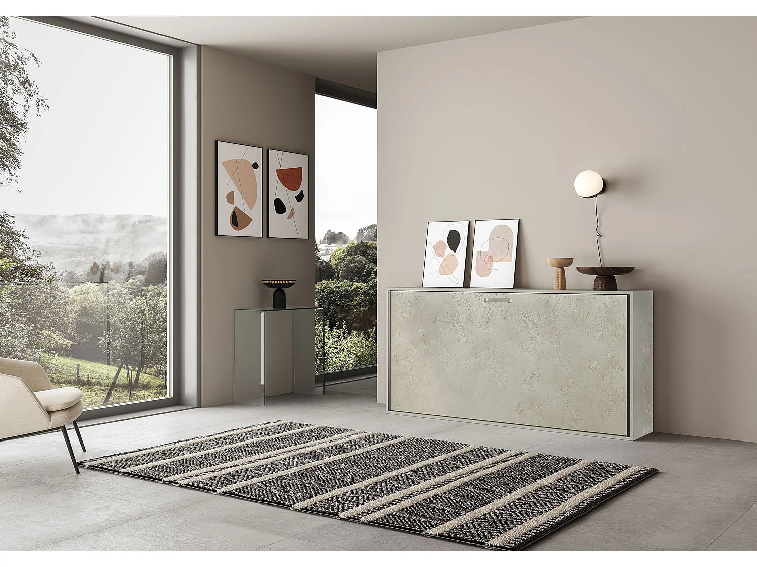 Armoire lit escamotable horizontal 1 couchage 85 Kando Cachemire