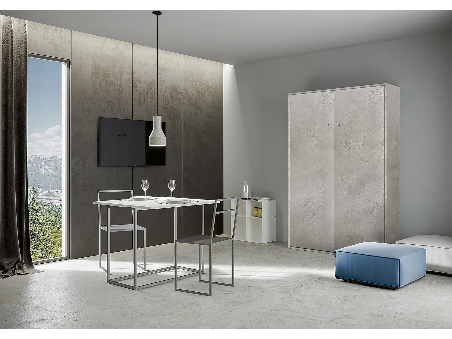 Lit double escamotable vertical 140 Kentaro Cachemire